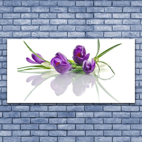 Tablou pe sticla Flori Floral Roz Verde