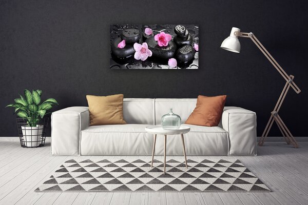Tablou pe panza canvas Pietrele de flori Arta roz negru