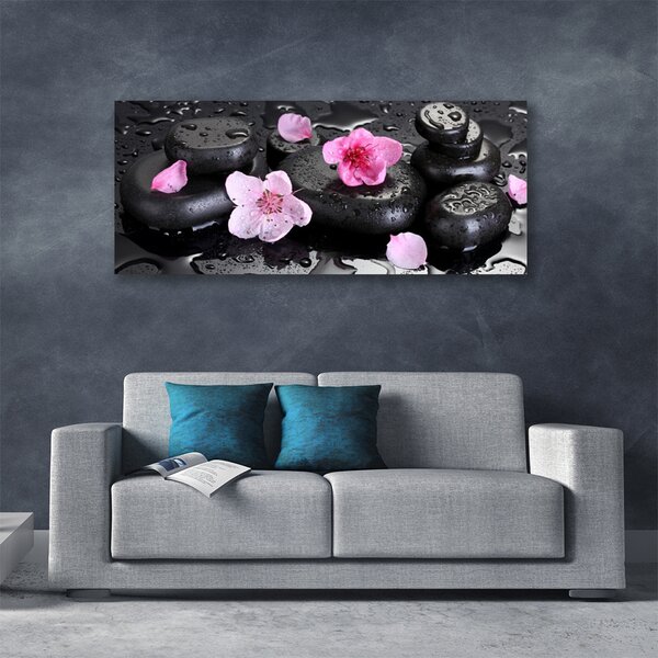 Tablou pe panza canvas Pietrele de flori Arta roz negru