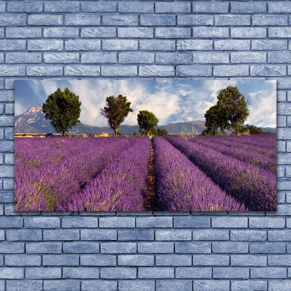 Tablou pe panza canvas Meadow Copaci Natura Roz Verde
