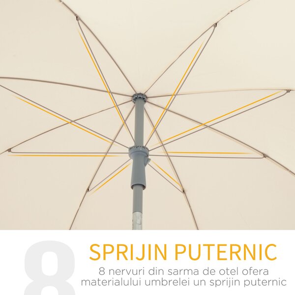 Outsunny Umbrelă de Grădină cu Acoperiș Reglabil, Φ220cm, Crem Alb | Aosom Romania