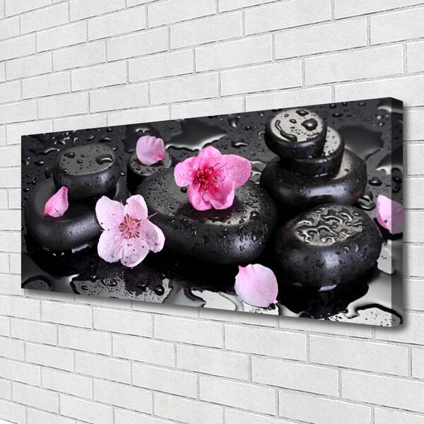 Tablou pe panza canvas Pietrele de flori Arta roz negru