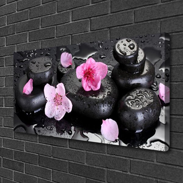 Tablou pe panza canvas Pietrele de flori Arta roz negru