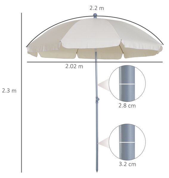 Outsunny Umbrelă de Grădină cu Acoperiș Reglabil, Φ220cm, Crem Alb | Aosom Romania