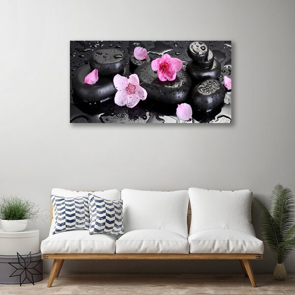 Tablou pe panza canvas Pietrele de flori Arta roz negru