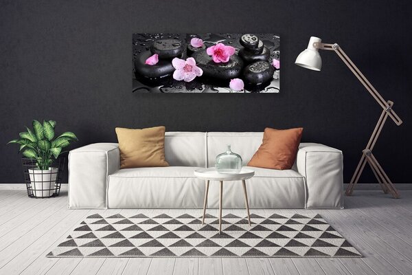 Tablou pe panza canvas Pietrele de flori Arta roz negru