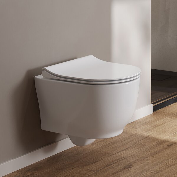 Cersanit Luna vas wc cu capac soft-close agăţat fără margine alb lucios S701-871