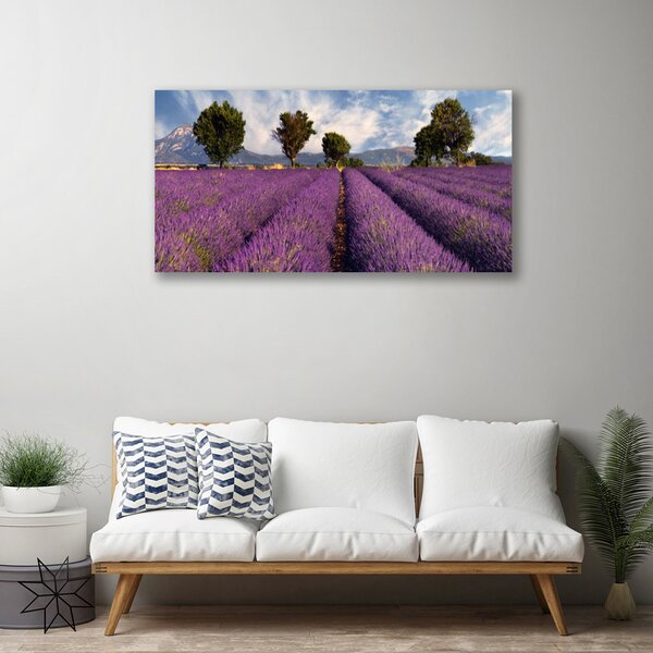 Tablou pe panza canvas Meadow Copaci Natura Roz Verde