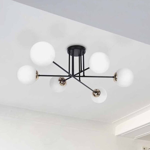 Kaja Isla lampă de tavan 6x40 W alb-negru-patină K-4915