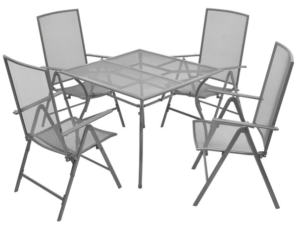 Set mobilier exterior cu scaune pliante, 5 piese antracit, oțel