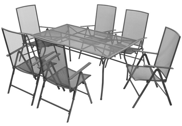 Set mobilier exterior cu scaune pliante, 7 piese antracit, oțel