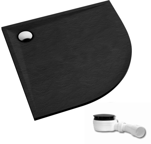 Schedpol Etrusco cădiță de duș semirotundă 80x80 cm negru 3.463/C/ST