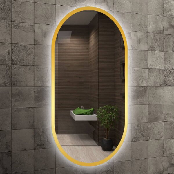 Venti Oslo oglindă 50x90 cm oval cu iluminare auriu 5907722357007