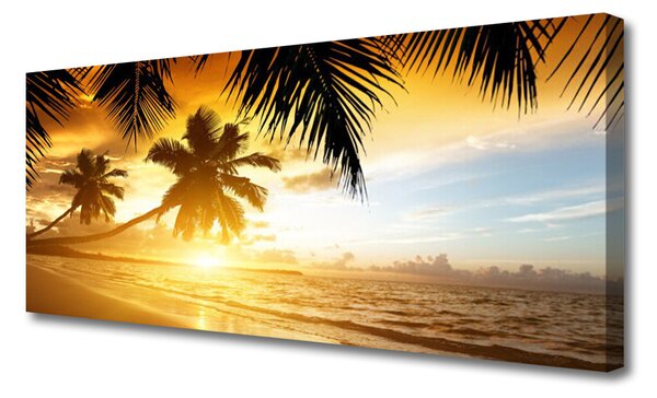 Tablou pe panza canvas Palm Beach Marea Peisaj Galben Negru Albastru