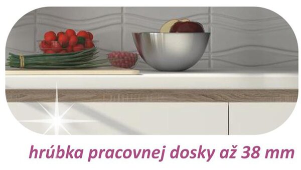 KONDELA Set bucatarie 2,6 m, alb/stejar sonoma, LINE NEW