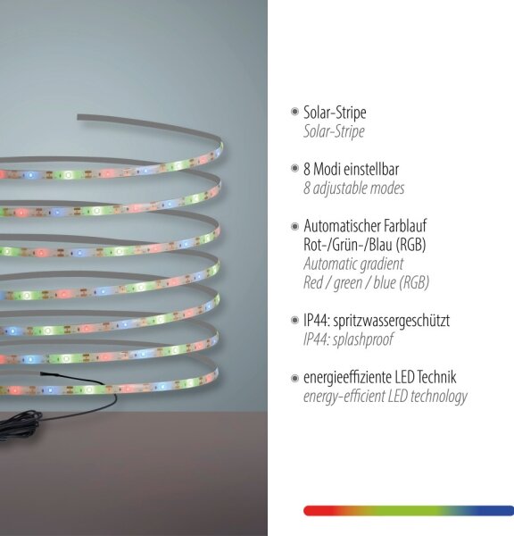 JUST LIGHT. 19971-18 - Bandă LED solară RGB TEANIA LED//3,7V 5 m 1200 mAh IP44