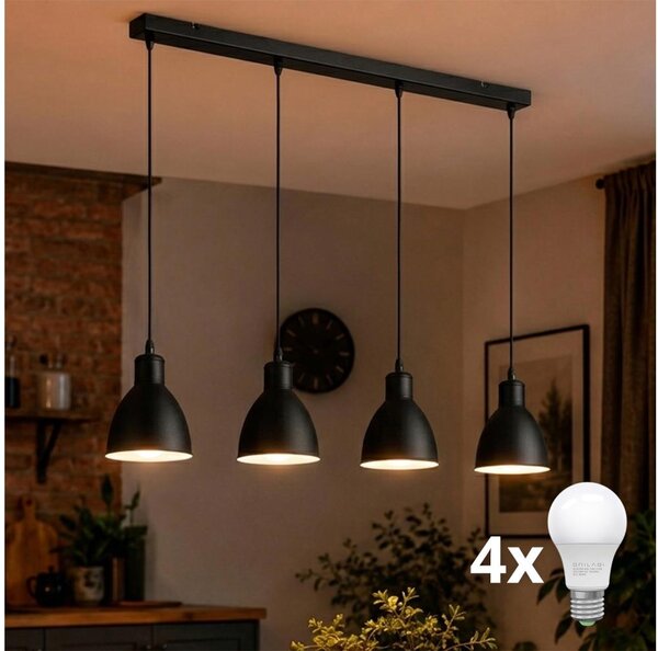 Brilagi - Lustră LED suspendată pe cablu RIDDY 4xE27/60W/230V neagră
