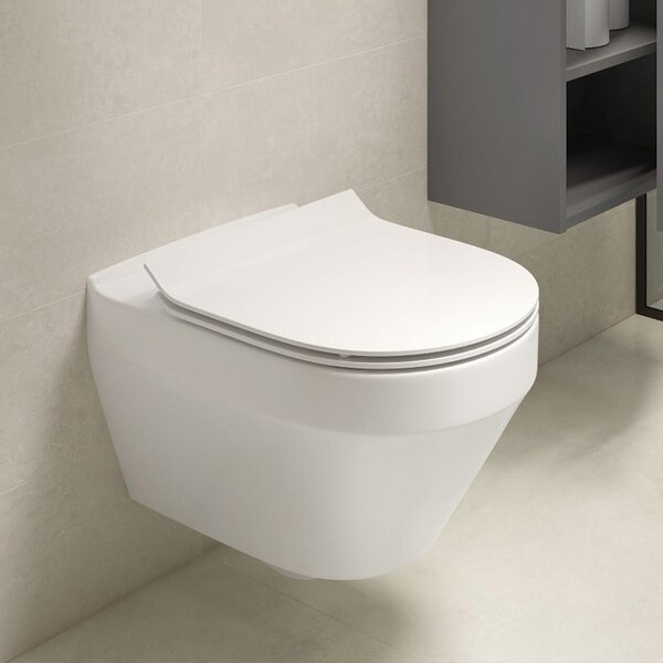 Set vas WC Cersanit Crea K114-015-ECO, capac WC Cersanit Crea K98-0177-ECO