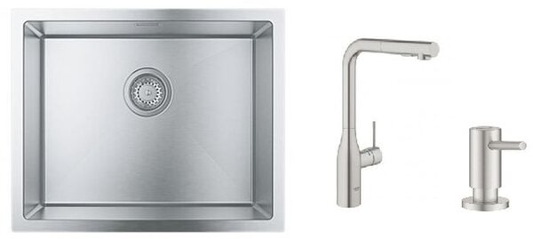 Set baterie bucătărie Grohe Essence 30270DC0, chiuveta din otel Grohe K700 31726SD0, 40535DC0