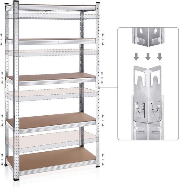 Set 2 Rafturi, Songmics, 5 rafturi, 180 x 90 x 40 cm, Silver, GLR040E02