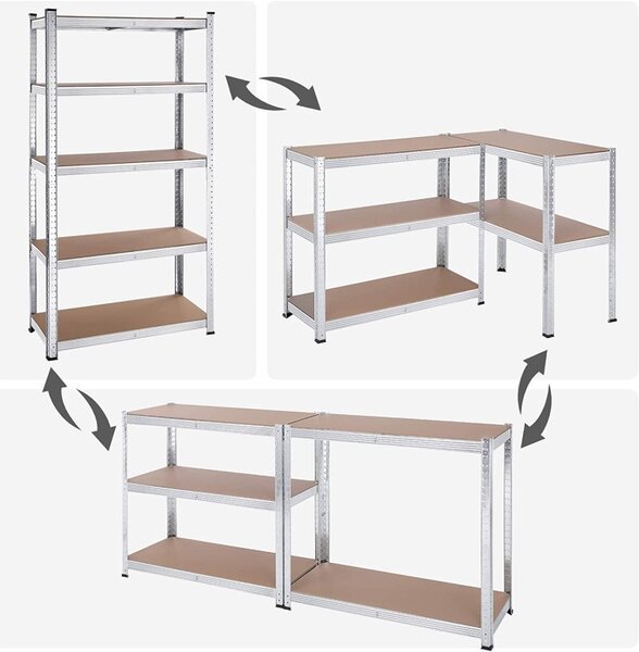 Set 2 Rafturi, Songmics, 5 rafturi, 180 x 90 x 40 cm, Silver, GLR040E02