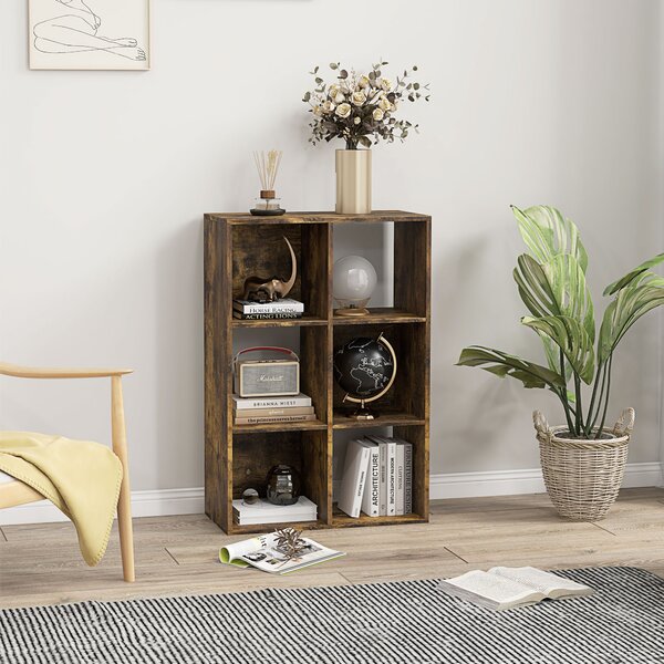 HOMCOM Bibliotecă Modernă Modulară cu 6 Compartimente din PAL, Maro | Aosom Romania