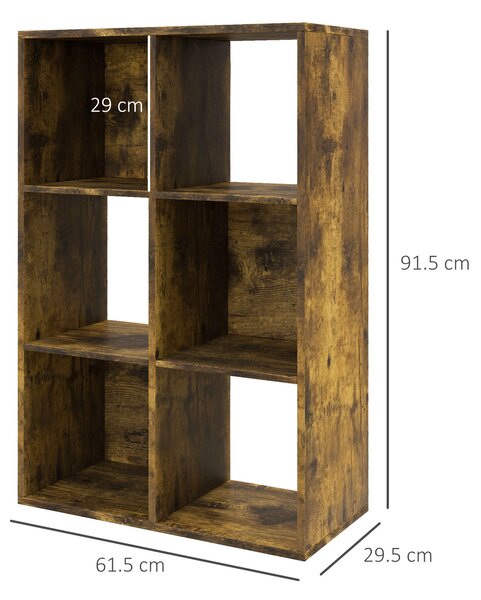 HOMCOM Bibliotecă Modernă Modulară cu 6 Compartimente din PAL, Maro | Aosom Romania