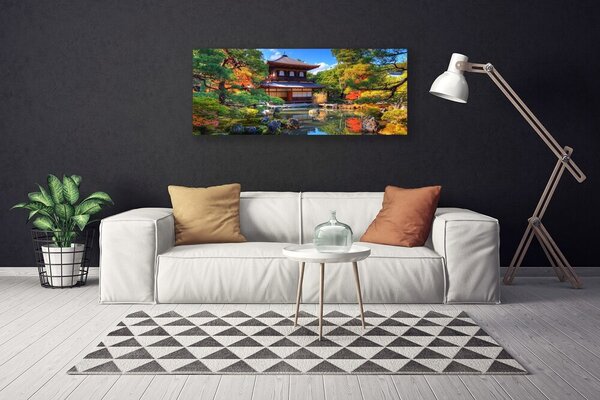 Tablou pe panza canvas Locuinte Garden Peisaj Brun Verde Portocaliu