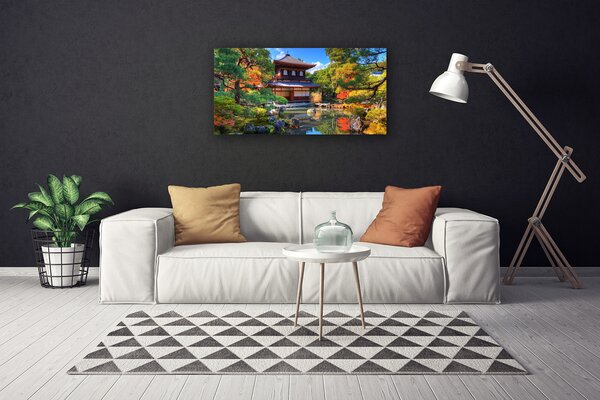 Tablou pe panza canvas Locuinte Garden Peisaj Brun Verde Portocaliu
