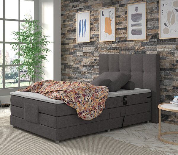 KONDELA Pat electric reglabil, arcuri, gri, 120x200, MURKO NEW