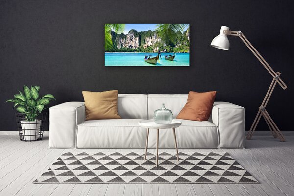 Tablou pe panza canvas Ambarcațiuni Sea Peisaj Albastru Gri Verde