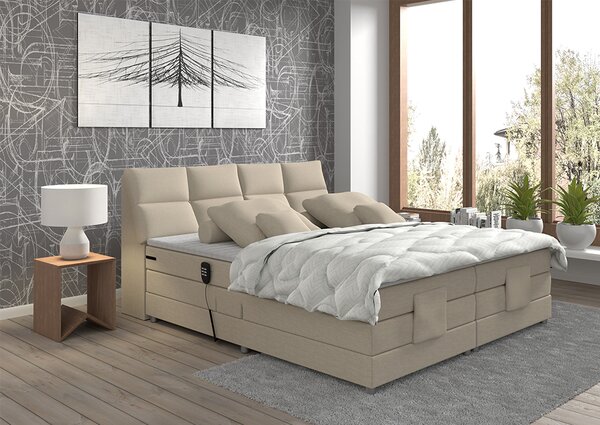 KONDELA Pat electric reglabil, cu arcuri, bej, 180x200, GERONA NEW