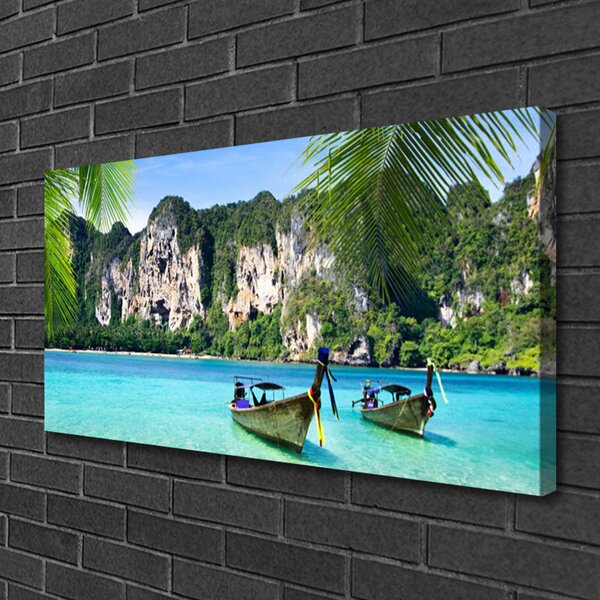 Tablou pe panza canvas Ambarcațiuni Sea Peisaj Albastru Gri Verde