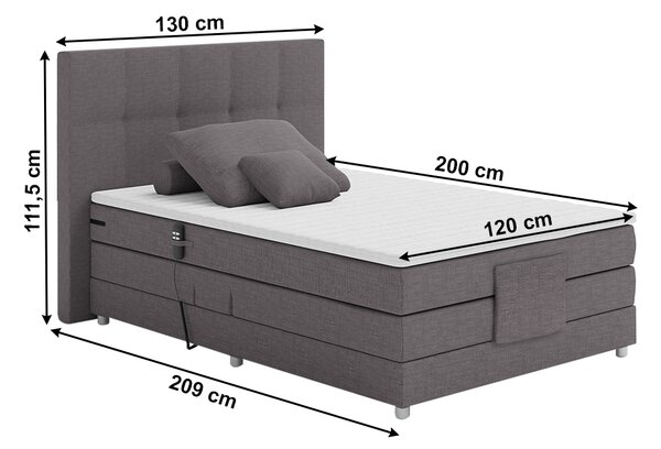 KONDELA Pat electric reglabil, arcuri, gri, 120x200, MURKO NEW