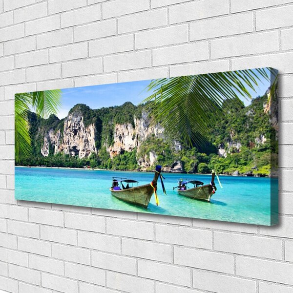 Tablou pe panza canvas Ambarcațiuni Sea Peisaj Albastru Gri Verde