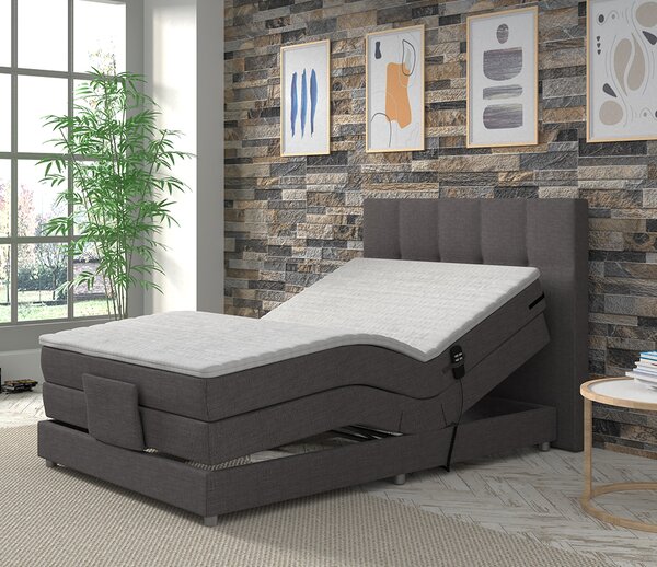 KONDELA Pat electric reglabil, arcuri, gri, 120x200, MURKO NEW