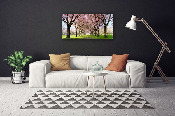 Tablou pe panza canvas Poteca Copaci Natura Brun Roz Verde