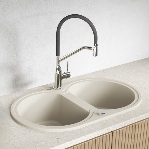 Laveo Dafne chiuvetă din granit 78x47 cm bej SBD420T