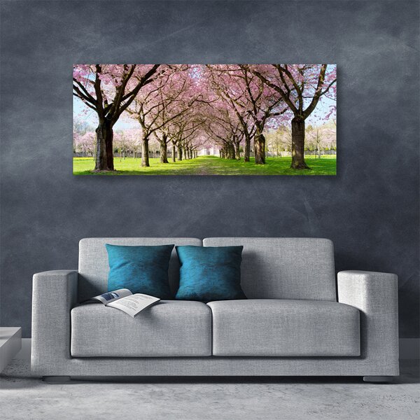 Tablou pe panza canvas Poteca Copaci Natura Brun Roz Verde