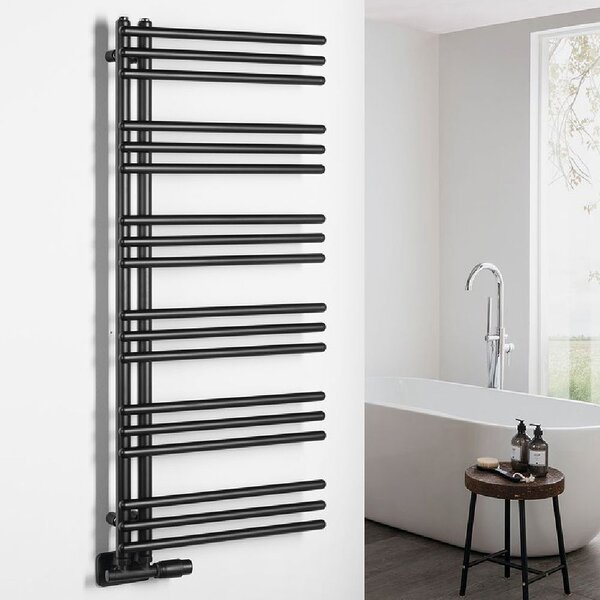 Aqualine Poseidon calorifer de baie scară 114x45 cm negru PS411B