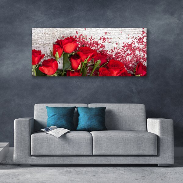 Tablou pe panza canvas Trandafiri Floral Roșu Verde
