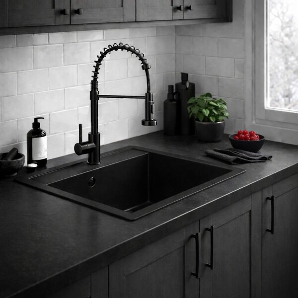Ruvetti Ditto chiuvetă din granit 56x51 cm negru 3001D_FB60_W
