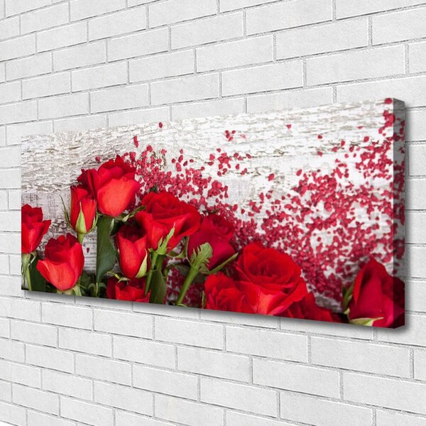 Tablou pe panza canvas Trandafiri Floral Roșu Verde