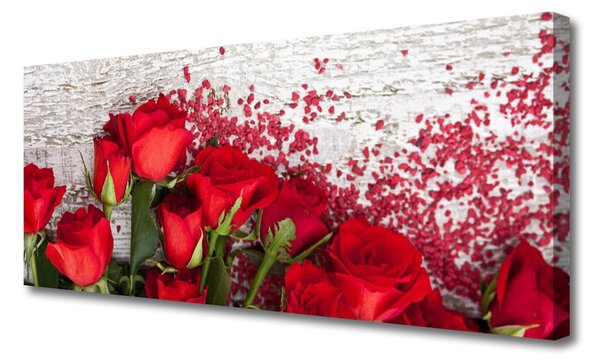Tablou pe panza canvas Trandafiri Floral Roșu Verde