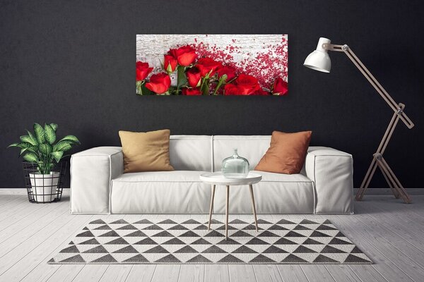 Tablou pe panza canvas Trandafiri Floral Roșu Verde
