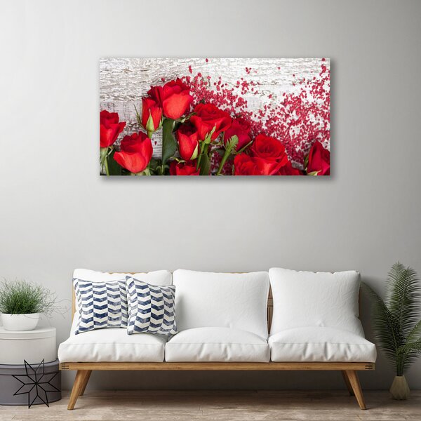 Tablou pe panza canvas Trandafiri Floral Roșu Verde