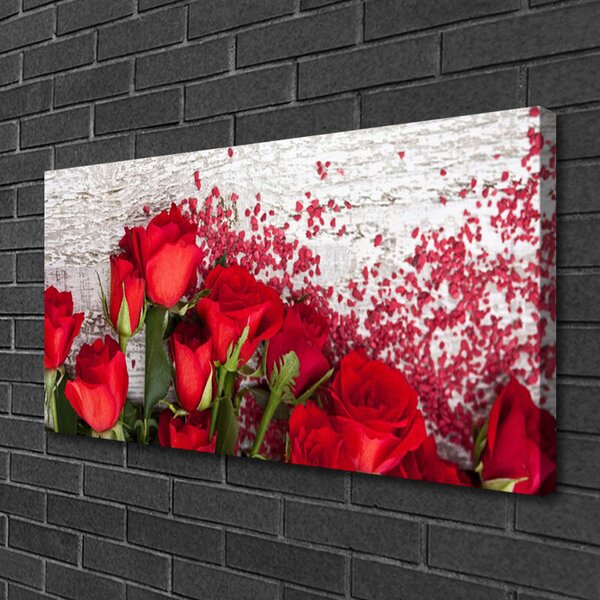 Tablou pe panza canvas Trandafiri Floral Roșu Verde