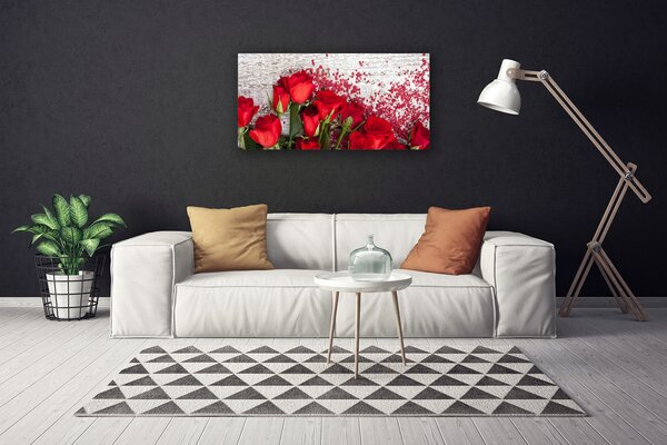Tablou pe panza canvas Trandafiri Floral Roșu Verde