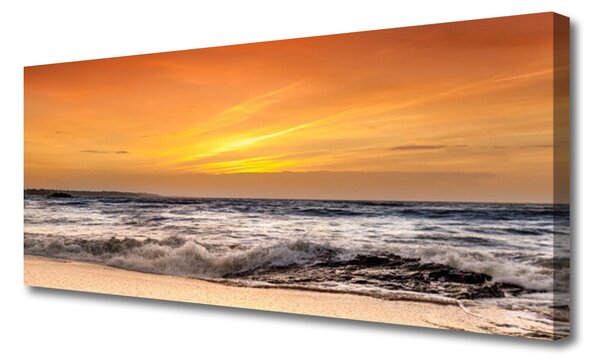Tablou pe panza canvas Marea Peisaj Brun Gri Galben
