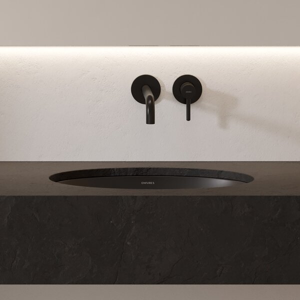 Omnires Shell M+ lavoar 48x31 cm ovale sub blat negru mat SHELL480UPBLV